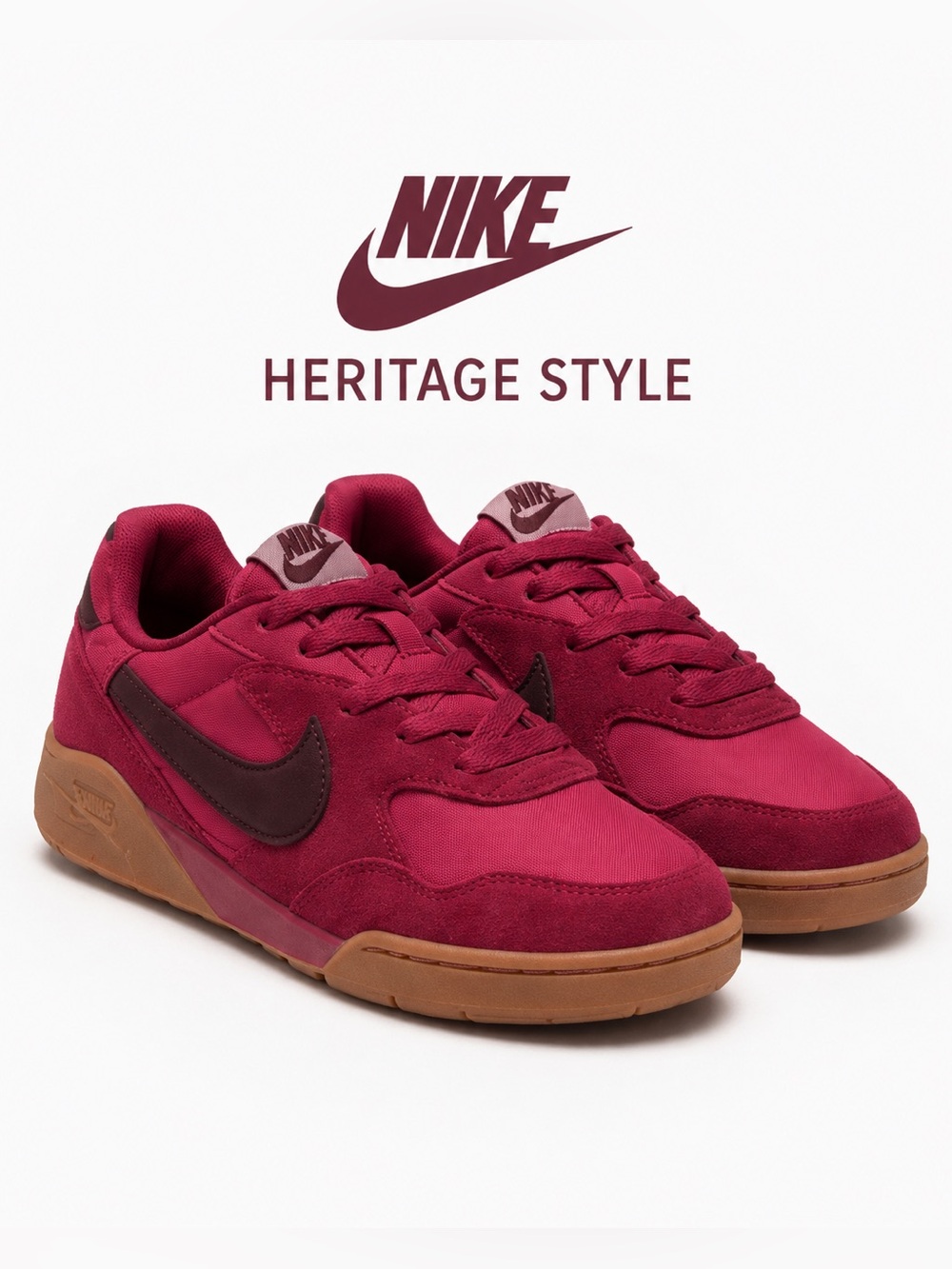 Nike Terra Manta Suede sneakers Sweet Beets or Burgundy Crush brown gum soles  7